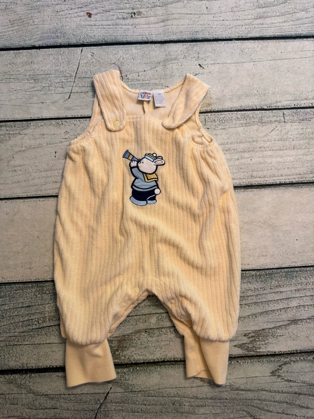 Vintage 90’s Talbots kids yellow ribbed bunny sailor romper. 3 months